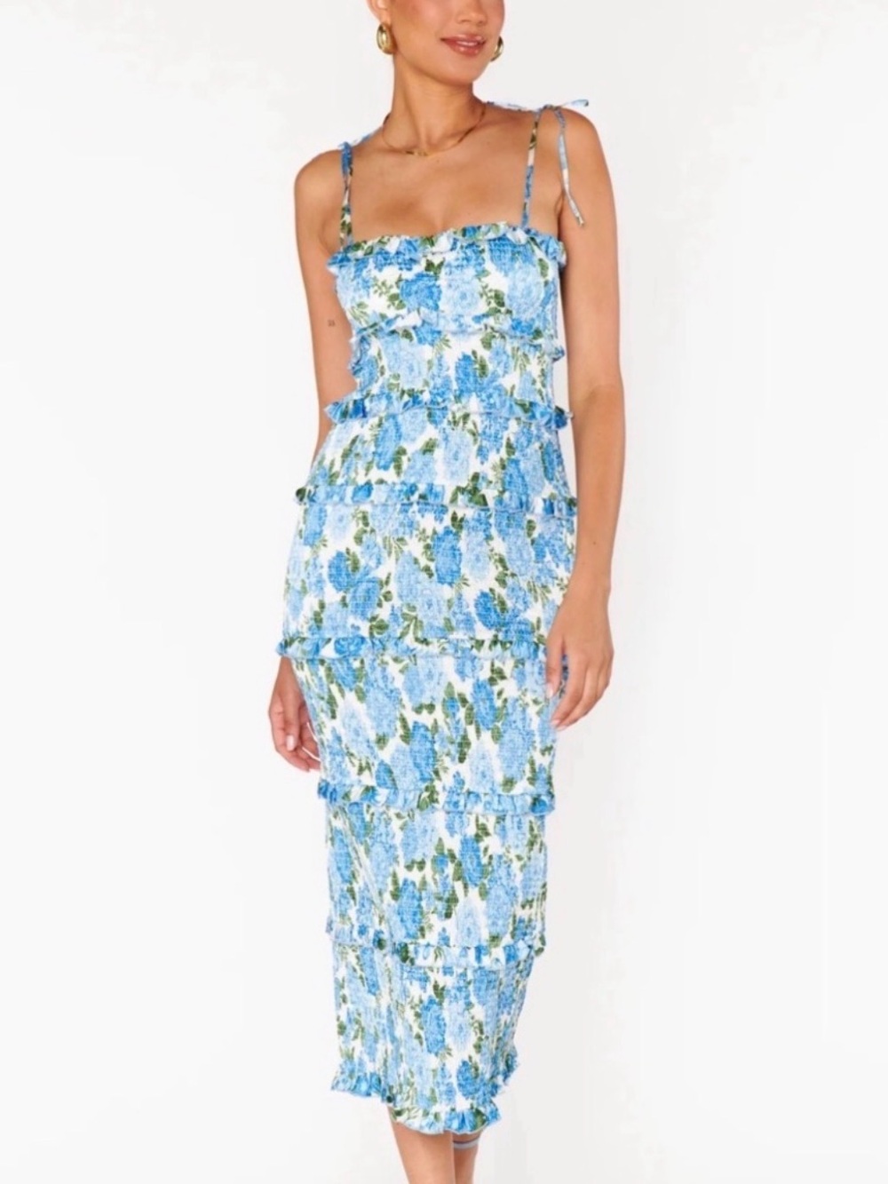 Show Me Your Mumu Stella Smocked Dress Cottage Floral Blue